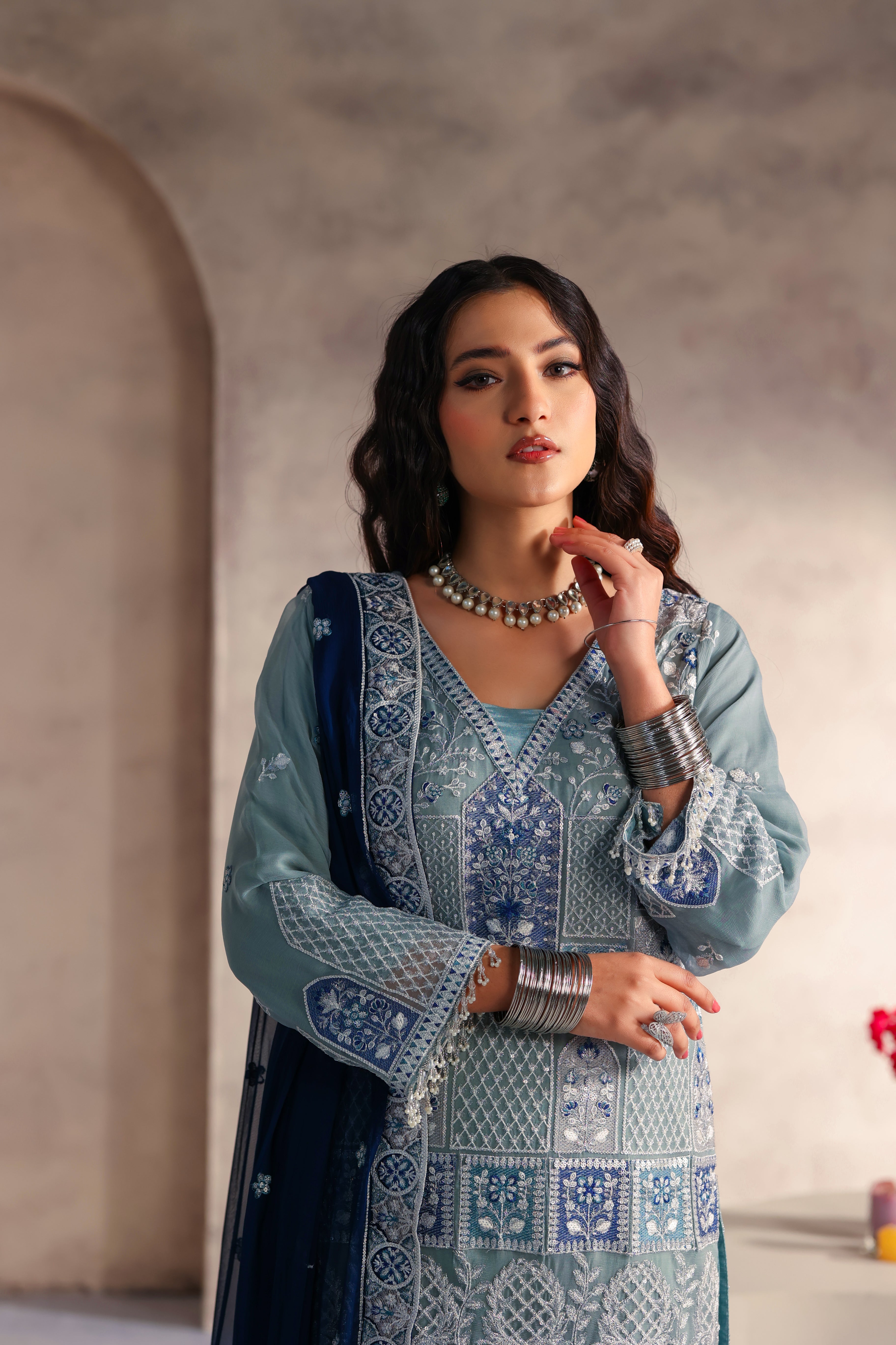 Noorjah Bamber Chiffon Formal Suit - NFD-302