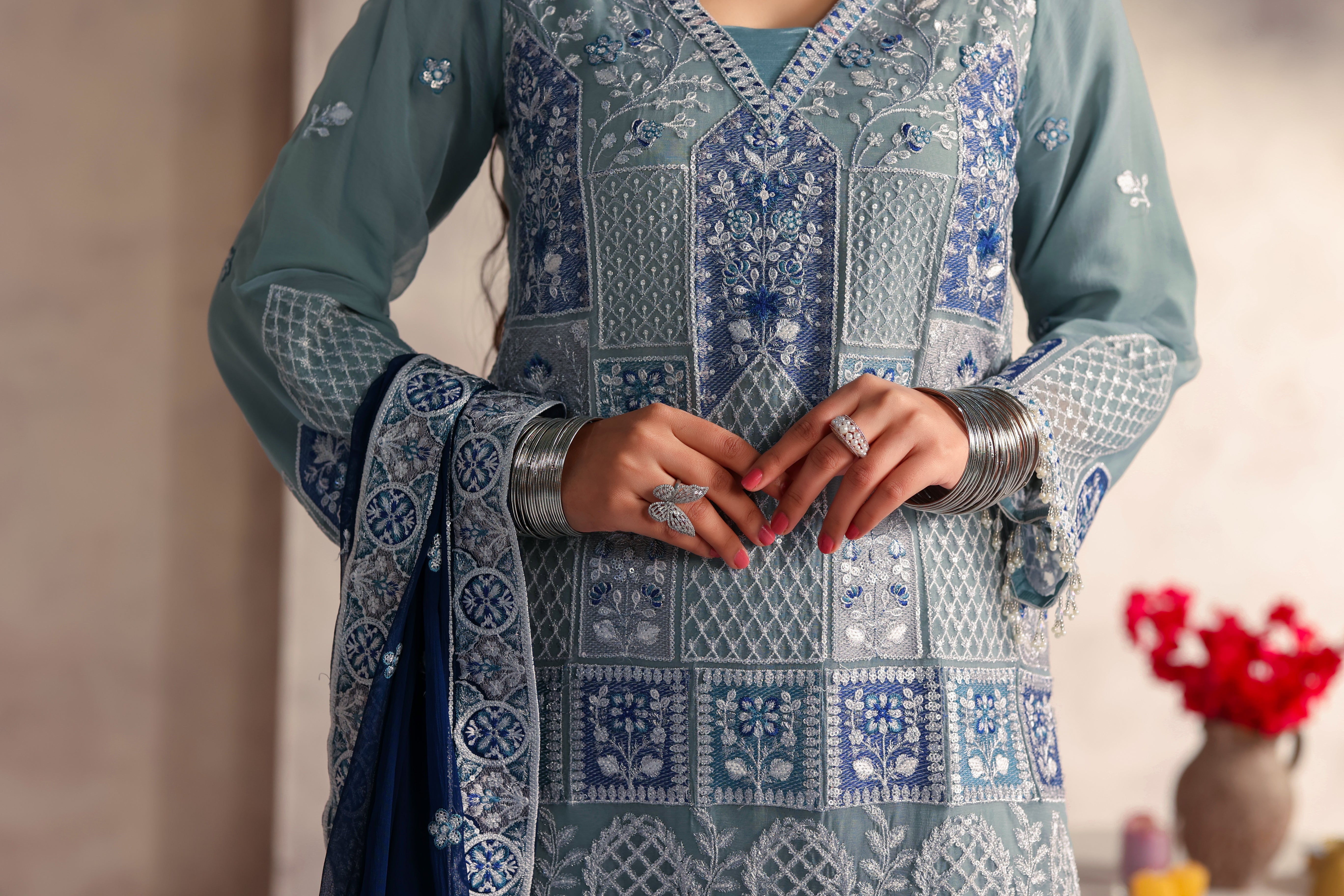 Noorjah Bamber Chiffon Formal Suit - NFD-302