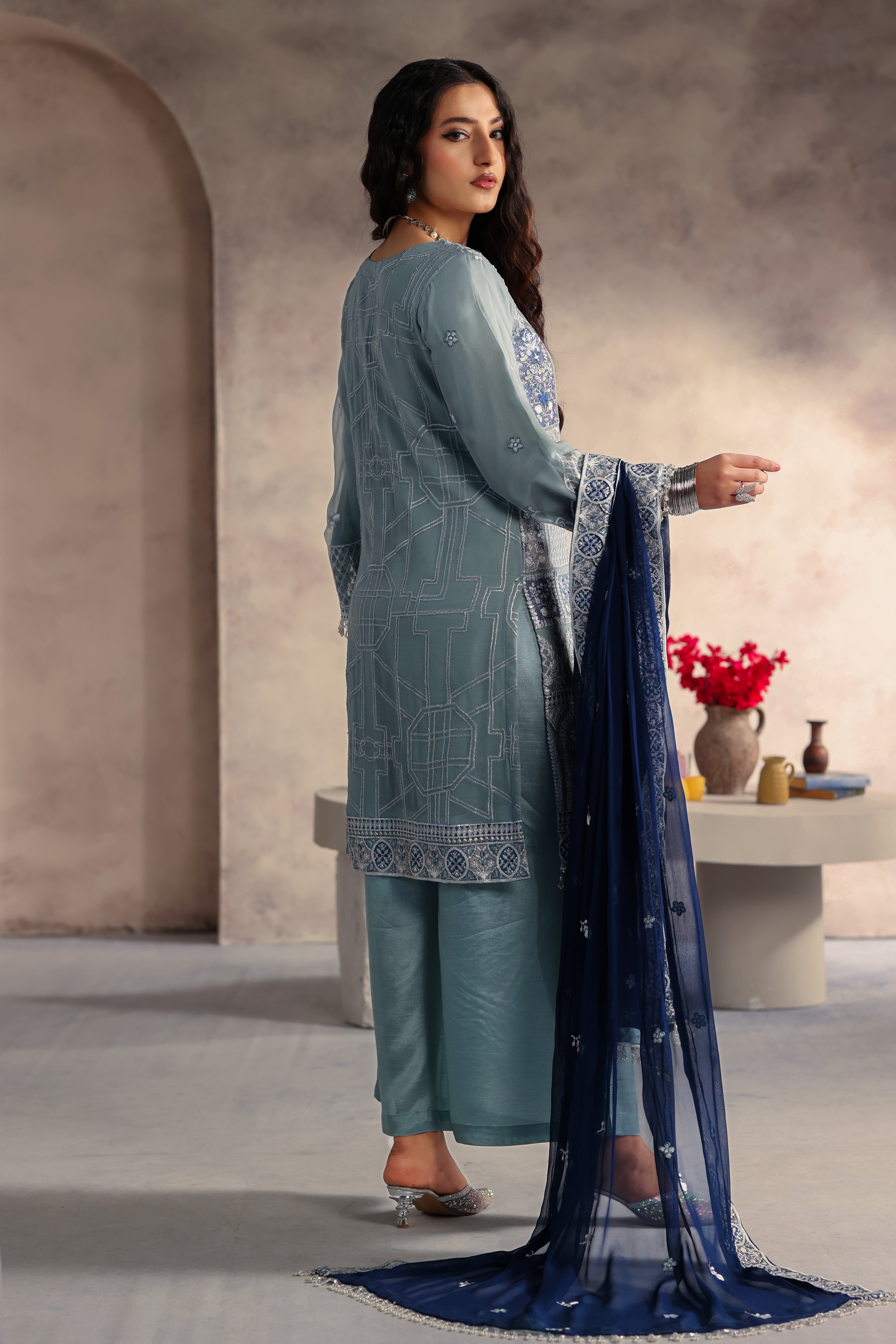 Noorjah Bamber Chiffon Formal Suit - NFD-302