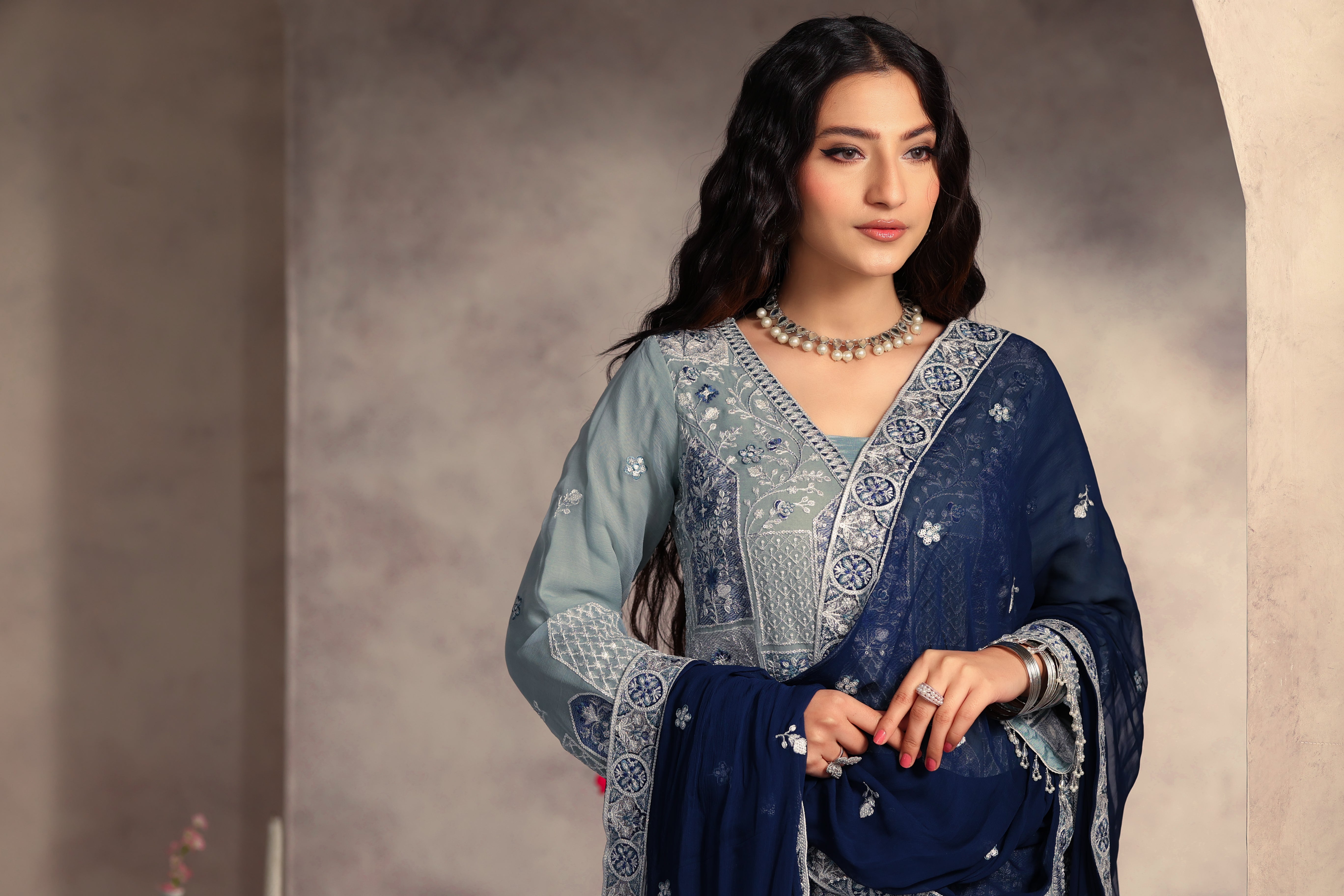 Noorjah Bamber Chiffon Formal Suit - NFD-302