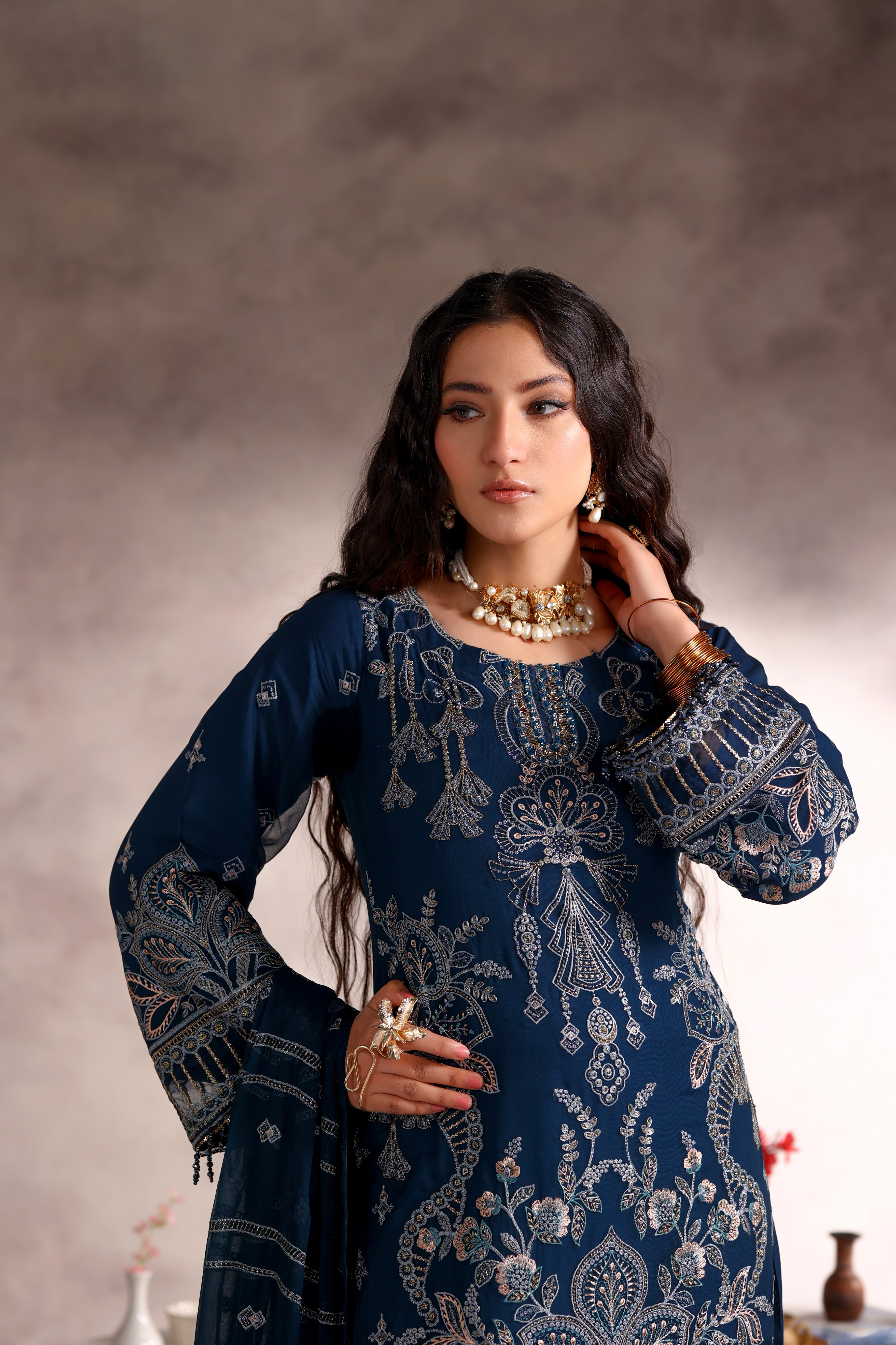 Lareeb Bamber Chiffon Formal Suit - NFD-401