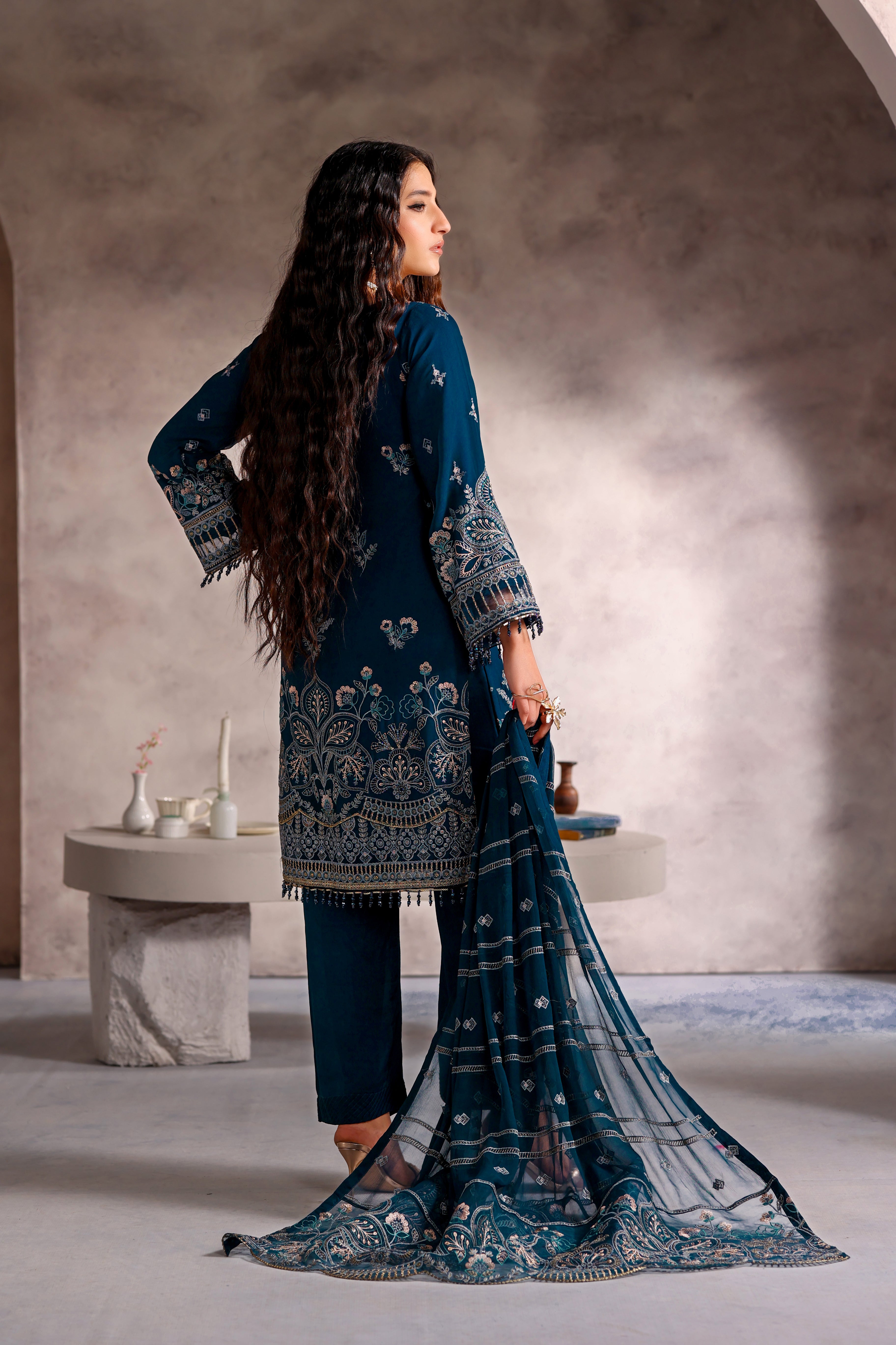 Lareeb Bamber Chiffon Formal Suit - NFD-401