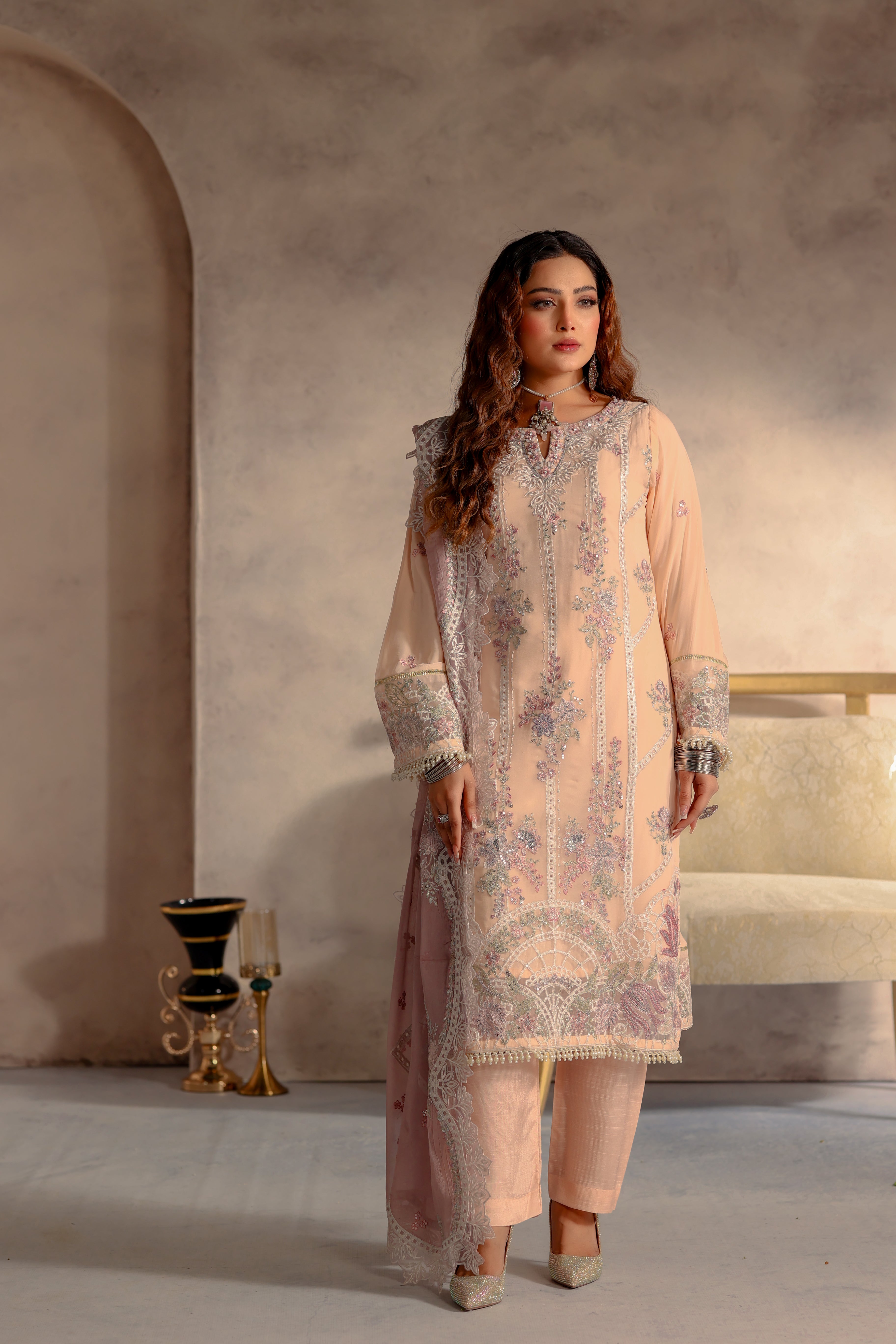 Gulbano Bamber Chiffon Formal Suit- NFD-105
