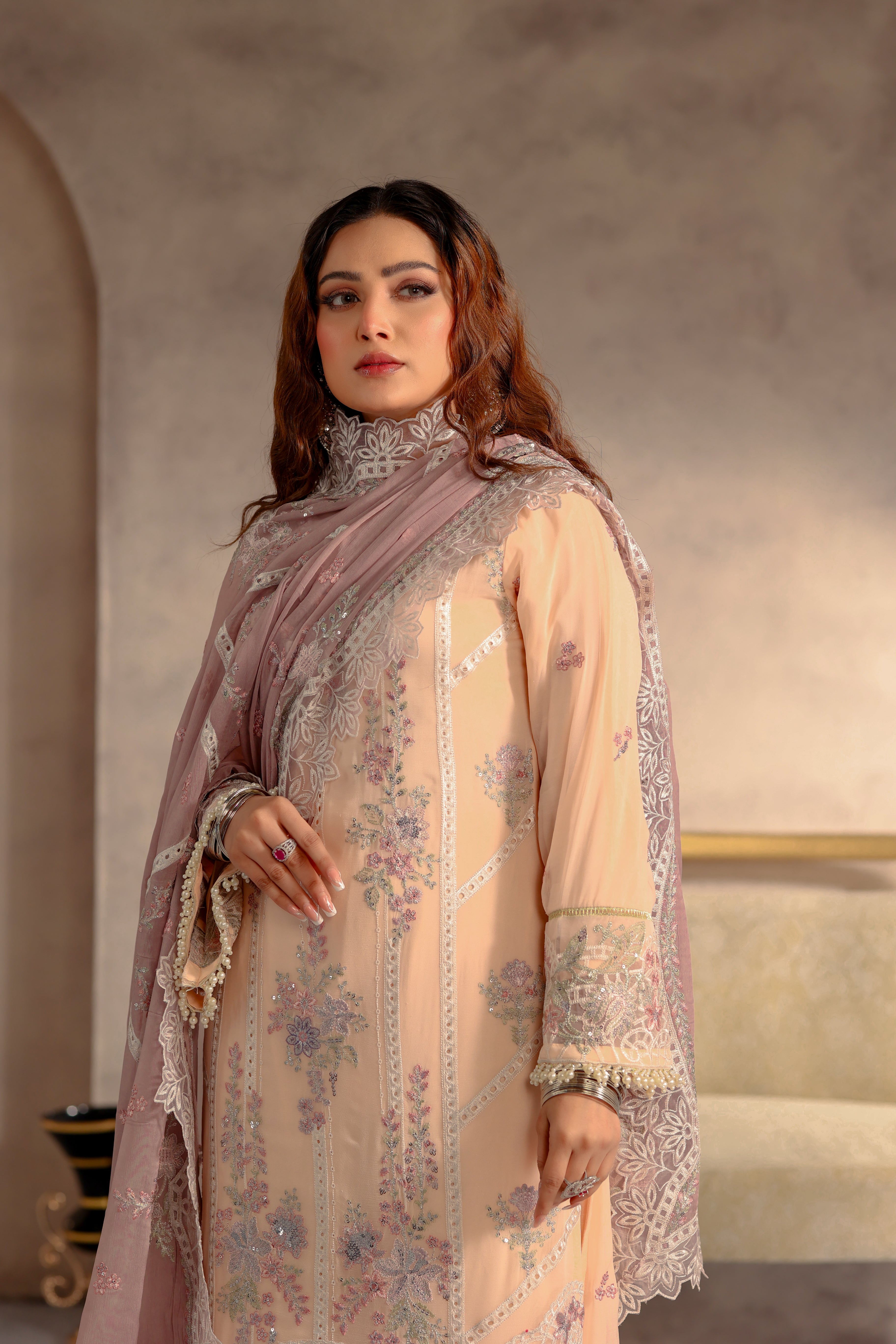 Gulbano Bamber Chiffon Formal Suit- NFD-105