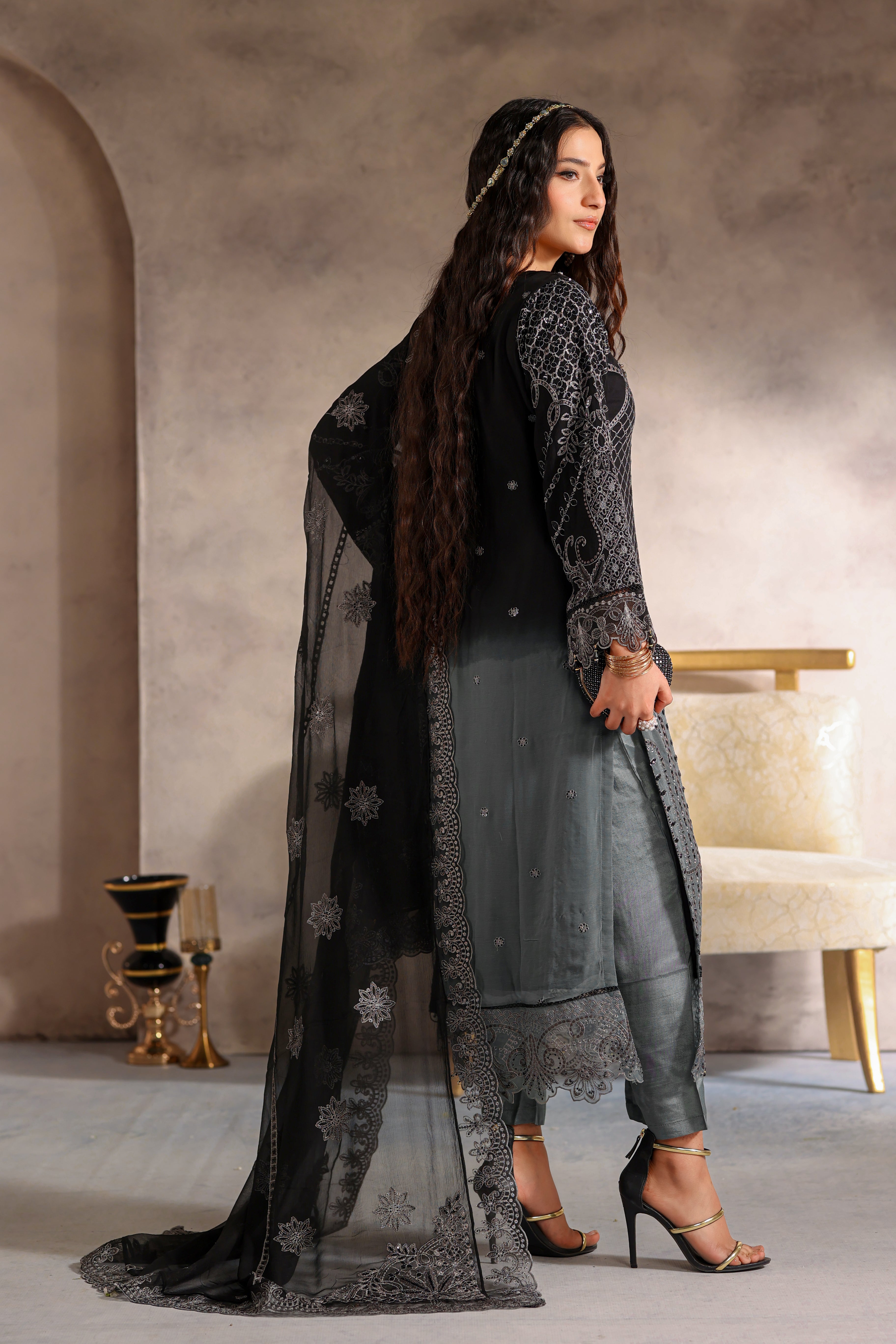 Shahnaz Bamber Chiffon Formal Suit- NFD-201
