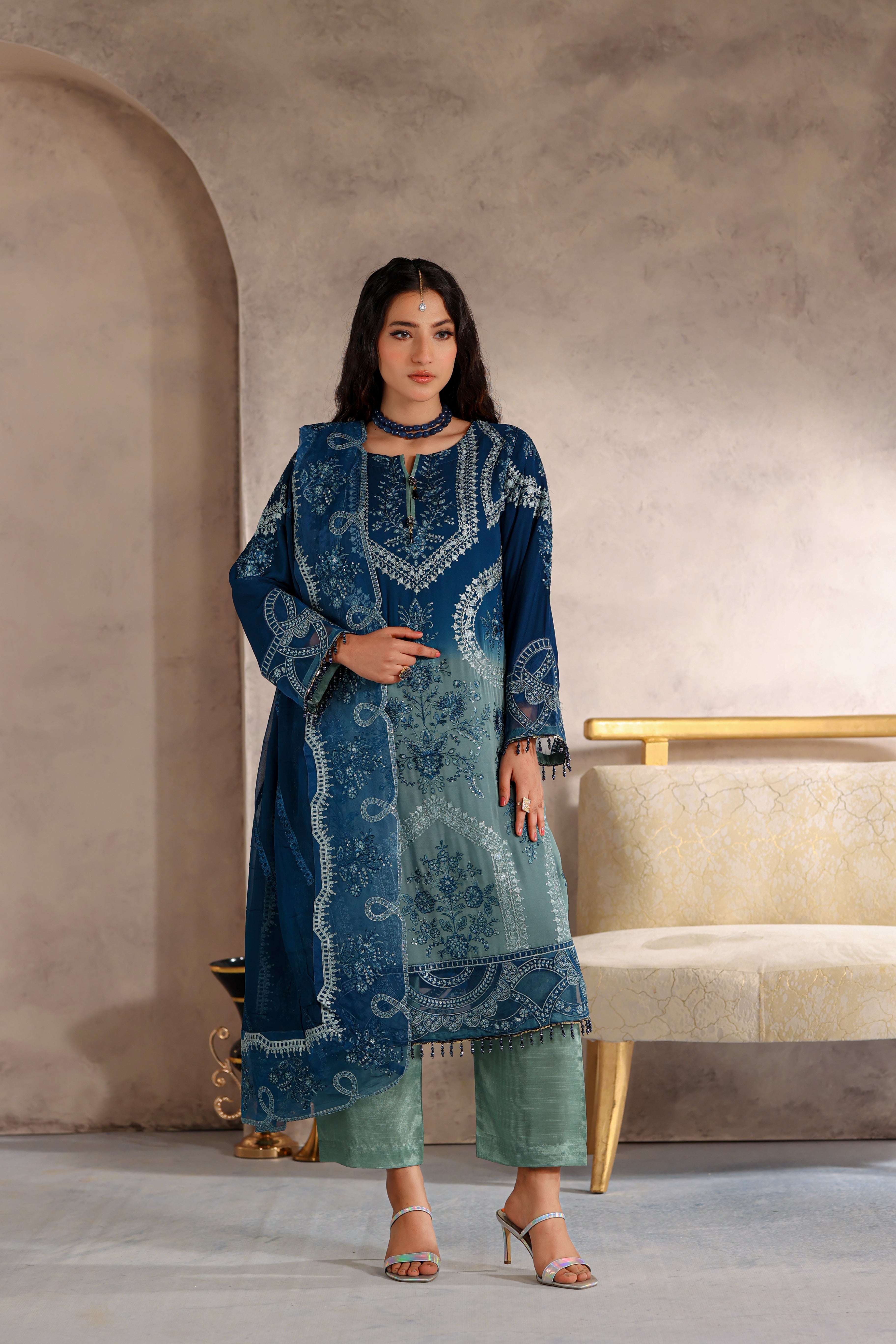Husna Bamber Chiffon Formal Suit - NFD-303