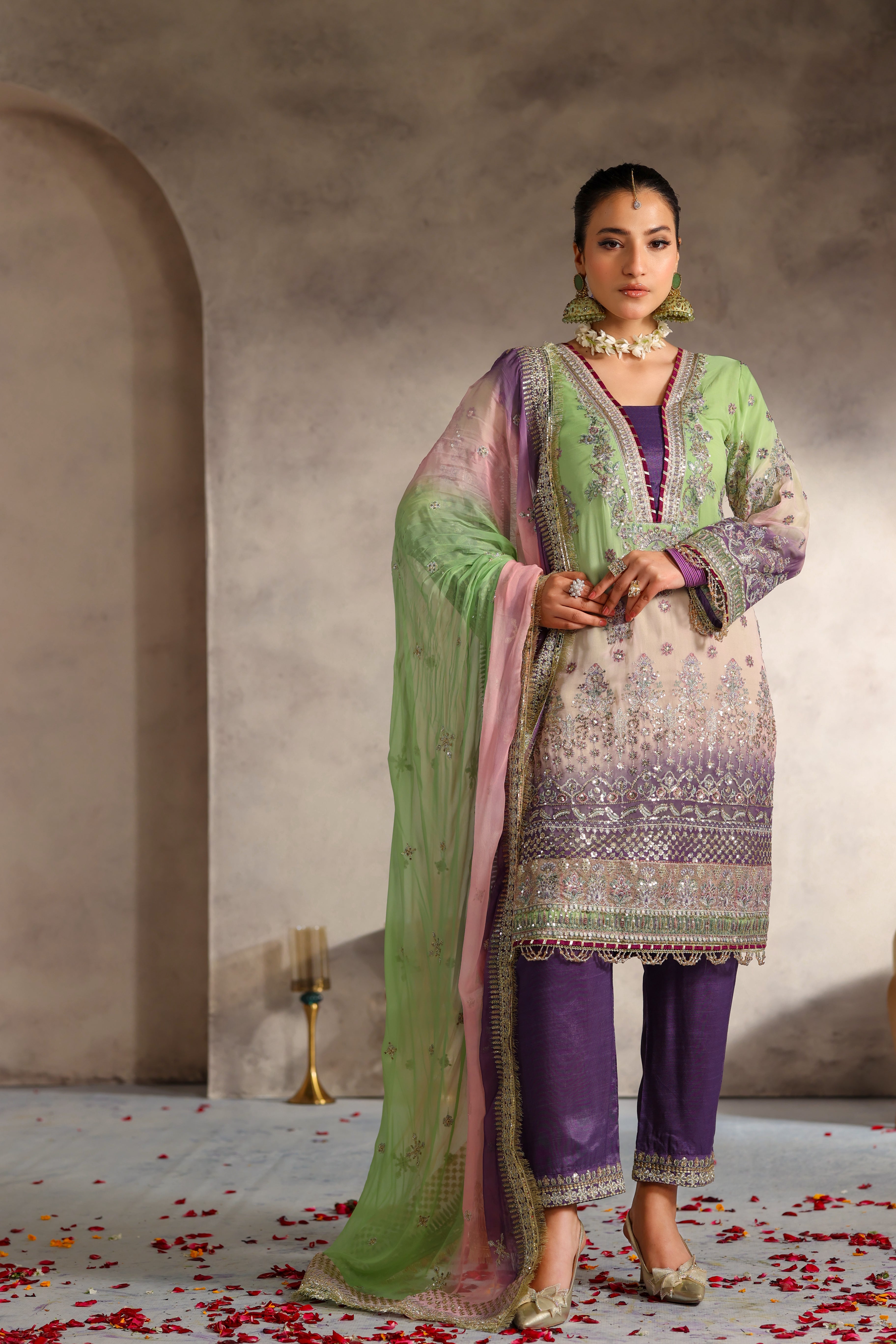 Rania Bamber Chiffon Formal Suit - NFD-204