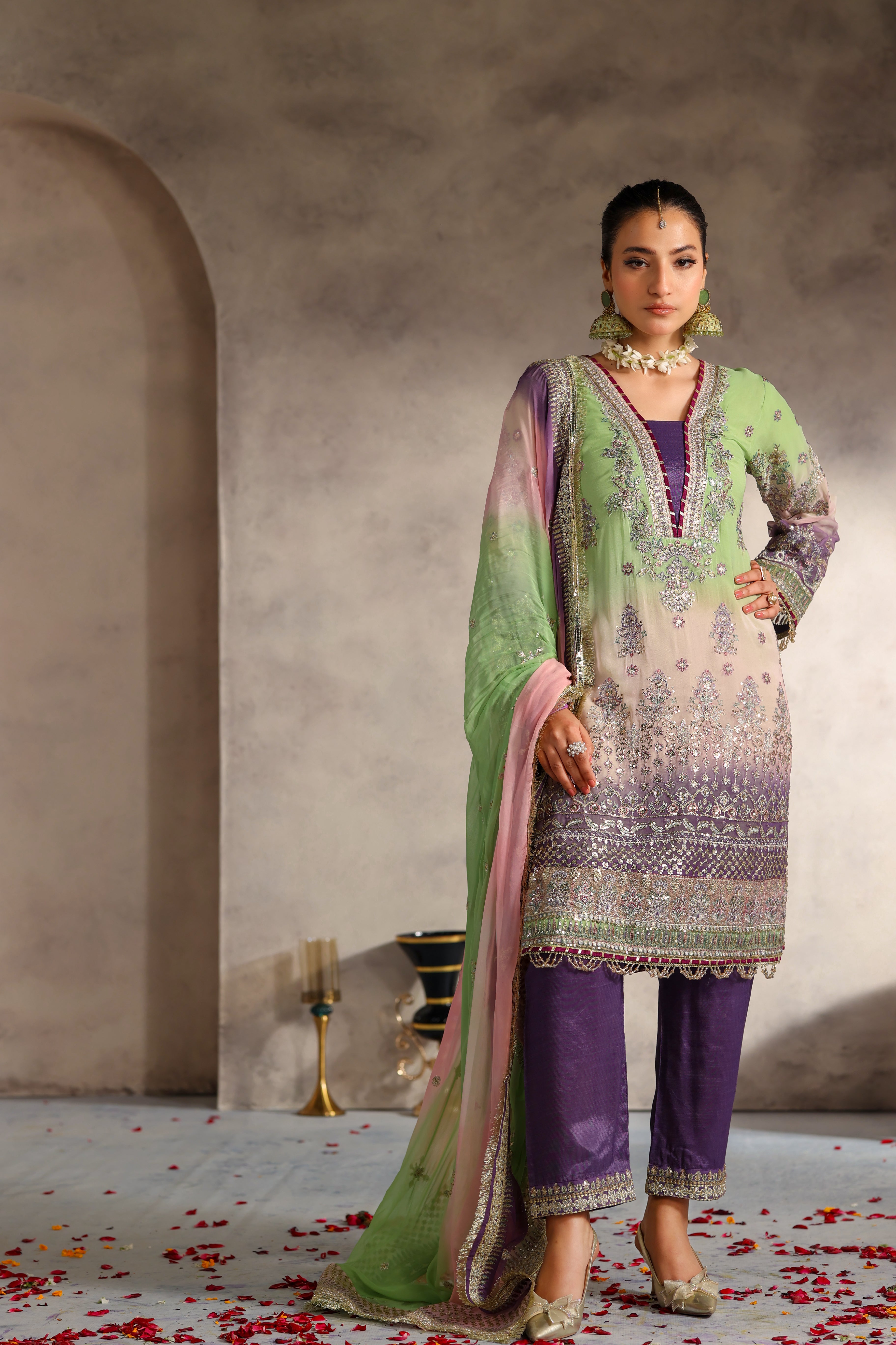 Rania Bamber Chiffon Formal Suit - NFD-204