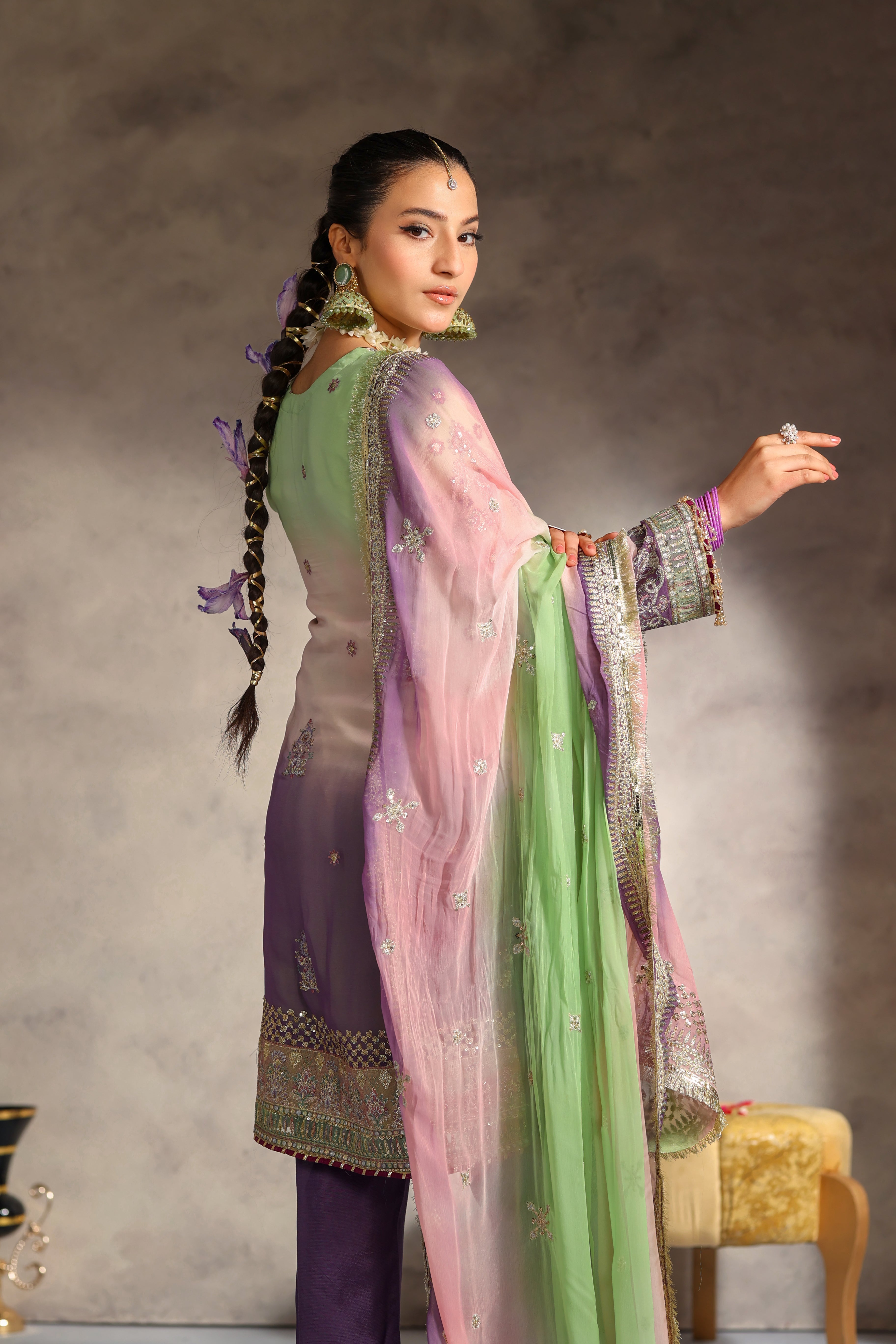 Rania Bamber Chiffon Formal Suit - NFD-204