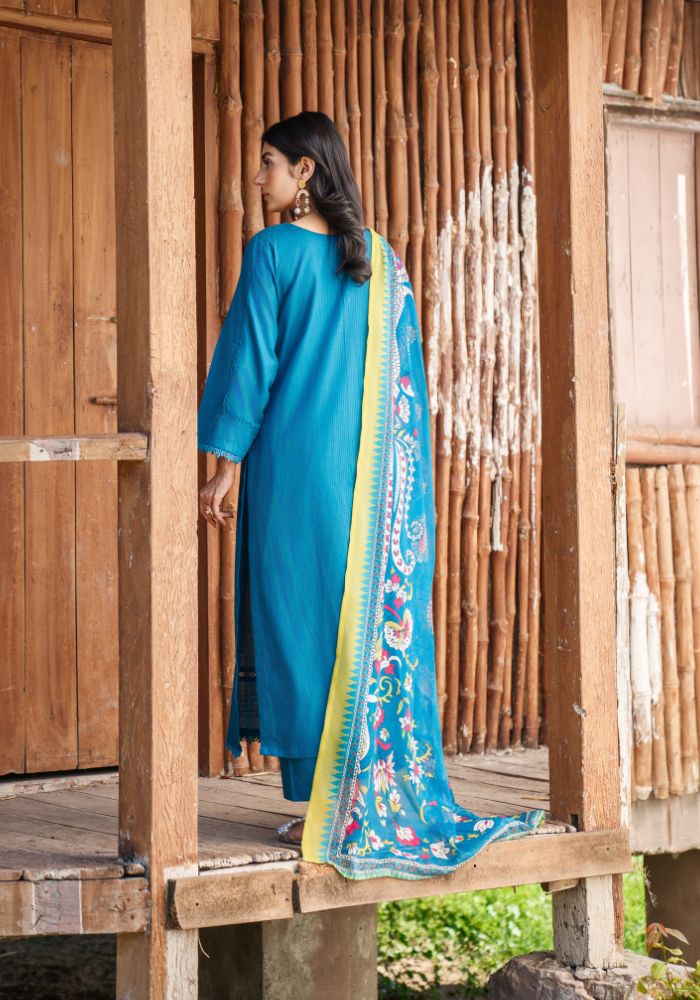 Meerab Teal – Luxury Lawn 3-Piece Suit (NLC-106-PK)