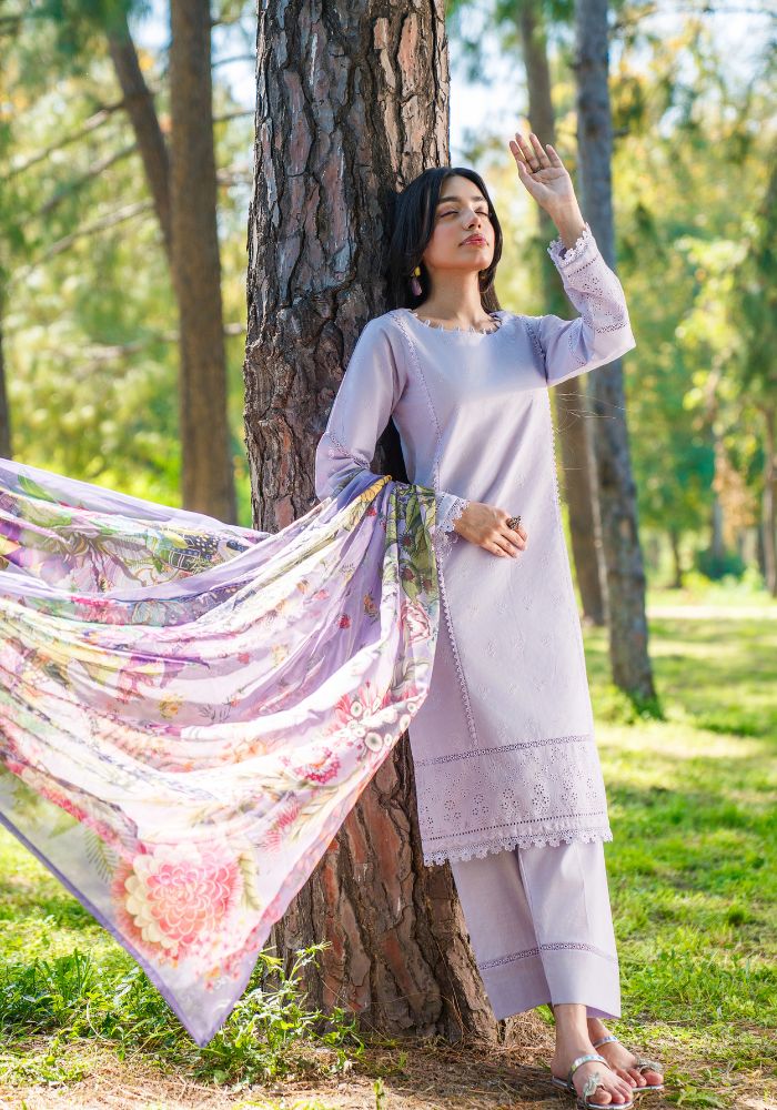 Noor-e-Lavender – Embroidered 3-Piece Lawn Suit (NLC-101-PK)